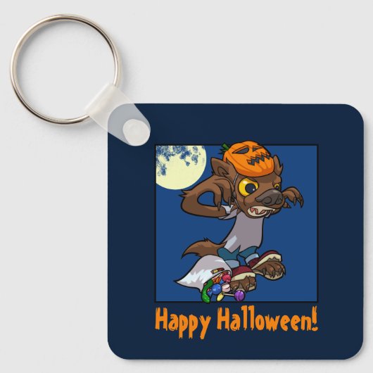 Frohe Halloween! Trick oder Treat Little Werewolf Schlüsselanhänger (Vorderseite)