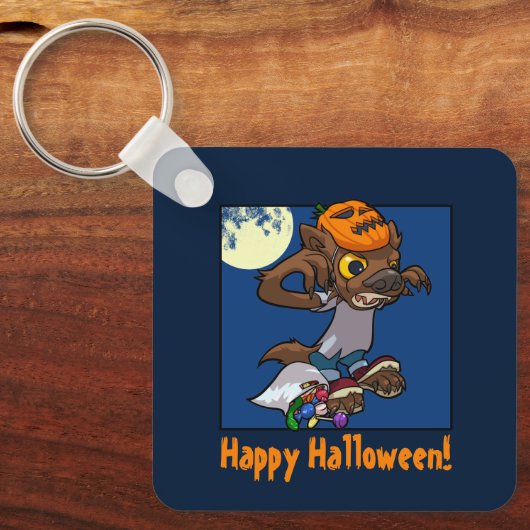 Frohe Halloween! Trick oder Treat Little Werewolf Schlüsselanhänger (Vorderseite)