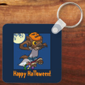 Frohe Halloween! Trick oder Treat Little Werewolf Schlüsselanhänger (Rückseite)