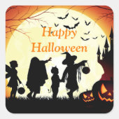 Frohe Halloween Trick oder Treaters auf einem Voll Quadratischer Aufkleber (Vorderseite)