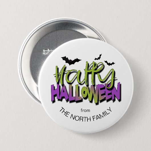 Frohe Halloween Typografie mit Grüner ID685 für Fl Button (Vorne & Hinten)