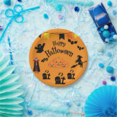 Frohe Halloween- und Halloween-Charaktere Pappteller (Party)