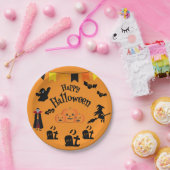 Frohe Halloween- und Halloween-Charaktere Pappteller (Party)