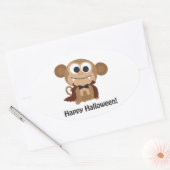 Frohe Halloween! Vampire Monkey Ovaler Aufkleber (Umschlag)