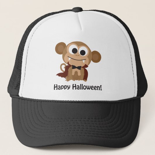 Frohe Halloween! Vampire Monkey Truckerkappe (Vorderseite)