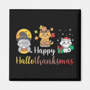 Frohe Halloween Weihnachts-Erntedank Cat Magnet