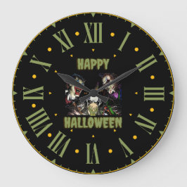 Frohe Halloween-Zaubermanschette Große Wanduhr
