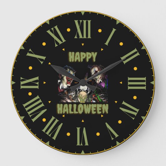 Frohe Halloween-Zaubermanschette Große Wanduhr (Vorderseite)