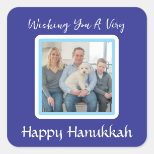 Frohe HANUKKA-Nachricht FOTO Quadratischer Aufkleber
