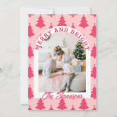 Frohe & Helle Rosa Retro-Bogen-Foto Weihnachten (Vorderseite)