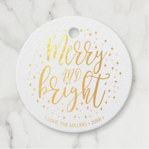 Frohe & Helle Weihnachten Echtgoldfolie-Geschenkan Geschenkanhänger