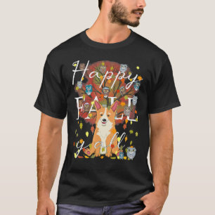Frohe Herbst euch alle Corgi Eule & Kaffee Ernte T-Shirt