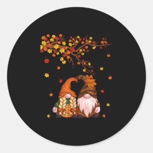 Frohe Herbst euch alle Gnom Kürbis Herbstlaub Dank Runder Aufkleber