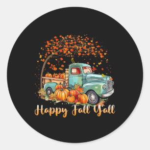 Frohe Herbst euch alle Kürbiswagen Herbstbaum Herb Runder Aufkleber