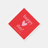 Frohe Herz Tag Rot Pink Valentin Papier Serviette (Ecke)