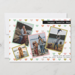 Frohe Herzen Tag Valentinstag Familienfoto Collage Feiertagskarte