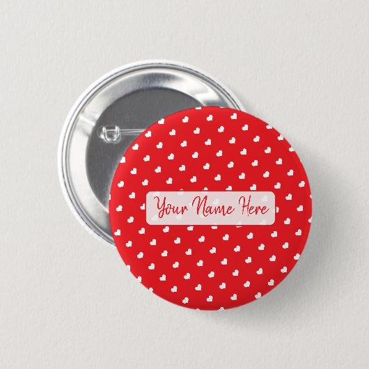 Frohe Herzen Valentinstag Modernes Liebesmuster Button (Vorne & Hinten)