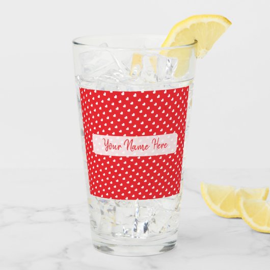 Frohe Herzen Valentinstag Modernes Liebesmuster Glas (Rückseite Ice)