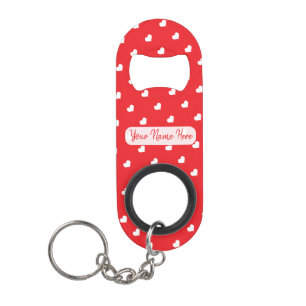 Frohe Herzen Valentinstag Modernes Liebesmuster Mini Flaschenöffner