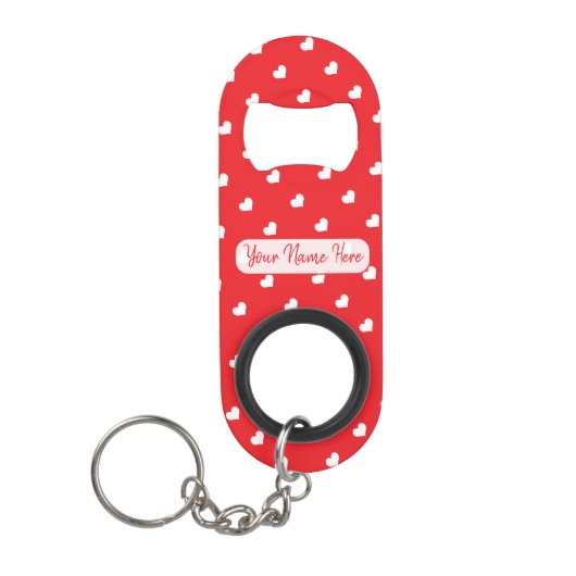 Frohe Herzen Valentinstag Modernes Liebesmuster Mini Flaschenöffner (Vorderseite)