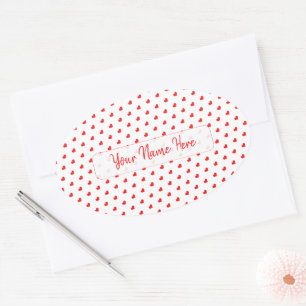 Frohe Herzen Valentinstag Modernes Liebesmuster Ovaler Aufkleber