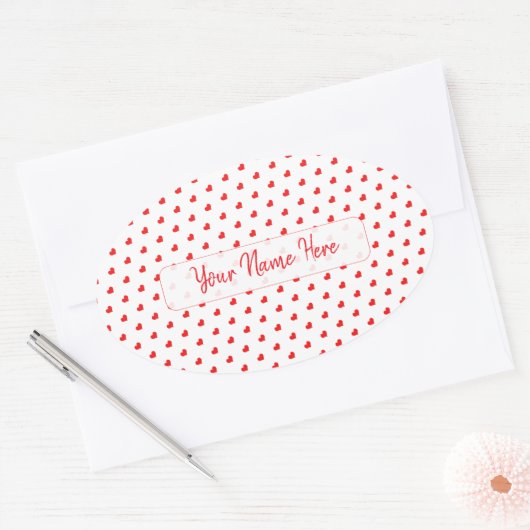 Frohe Herzen Valentinstag Modernes Liebesmuster Ovaler Aufkleber (Umschlag)