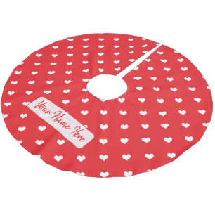 Frohe Herzen Valentinstag Modernes Liebesmuster Polyester Weihnachtsbaumdecke