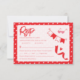 Frohe Herzen Valentinstag Modernes Liebesmuster RSVP Karte