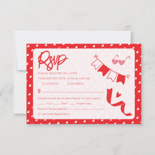 Frohe Herzen Valentinstag Modernes Liebesmuster RSVP Karte