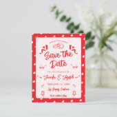 Frohe Herzen Valentinstag Modernes Liebesmuster Save The Date (Stehend Vorderseite)