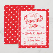 Frohe Herzen Valentinstag Modernes Liebesmuster Save The Date (Vorne/Hinten)