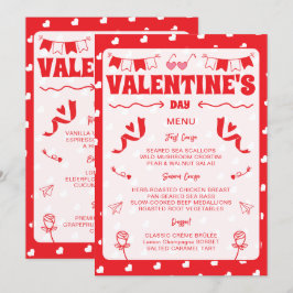 Frohe Herzen zum Valentinstag Modernes Liebesmuste Menükarte