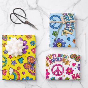 Frohe Hippie Geburtstag verschiedene Blätter für a