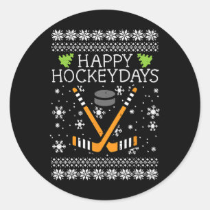 Frohe Hockeytage Hässliche Weihnachten Xmas Hockey Runder Aufkleber