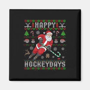 Frohe Hockeytage Hässlicher Weihnachten Santa Clau Magnet