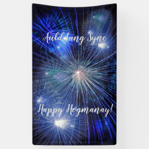Frohe Hogmanay-Auld-Lang-Syne-Feuerwerke Banner