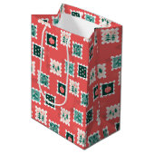 Frohe Holly-Tage Stempel Mittlere Geschenktüte (Vorderseite Schrägansicht)
