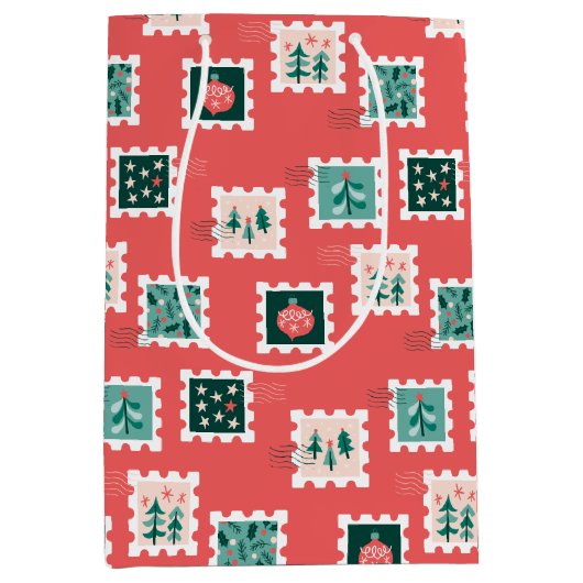 Frohe Holly-Tage Stempel Mittlere Geschenktüte (Vorderseite)