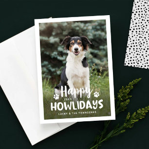 Frohe Howlidays Schwarz Weiß Hunde-Foto Feiertagskarte