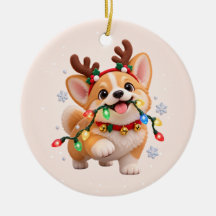 Frohe Howlidays Süße Corgi Keramik-Weihnachtsdekor