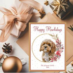 Frohe Howlidays Süßer Cavapoo Hund Feiertagspostkarte