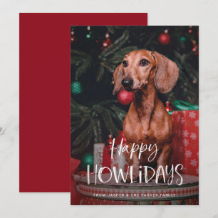 Frohe Howlidays   Süßes Hunde-Weihnachtsfoto Feiertagskarte