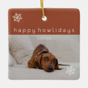 Frohe Howlidays Terrakotta Foto Haustier Keramikornament