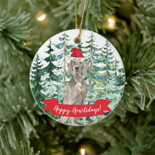 Frohe Howlidays Weimaraner Hund Weihnachtsbaumschm Keramik Ornament