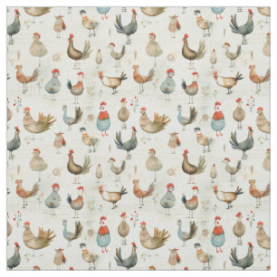 Frohe Hühner: Whimsy-Hühnchen Stoff