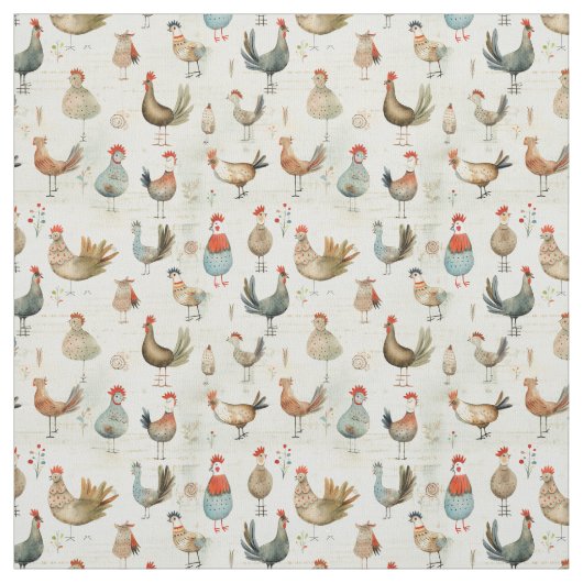 Frohe Hühner: Whimsy-Hühnchen Stoff (Muster)
