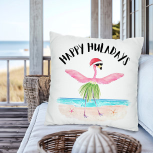Frohe Huladays Flamingo Weihnachtsmann Tropisches Kissen