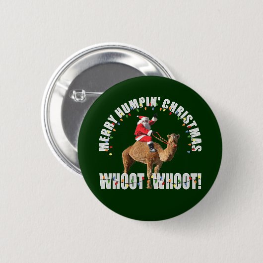 Frohe Humpin Weihnachten Sankt u. Kamel Button (Vorne & Hinten)
