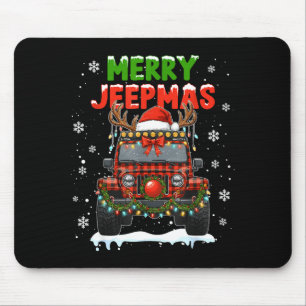 Frohe Jeep-Weihnachten hässliches Licht-Rentier We Mousepad