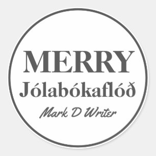 Frohe Jolabokaflod-Einzelanfertigung Runder Aufkleber